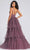 Colette By Daphne CL12281 - Lace Appliqued V-Neck Ballgown Prom Dresses 6 / Heather