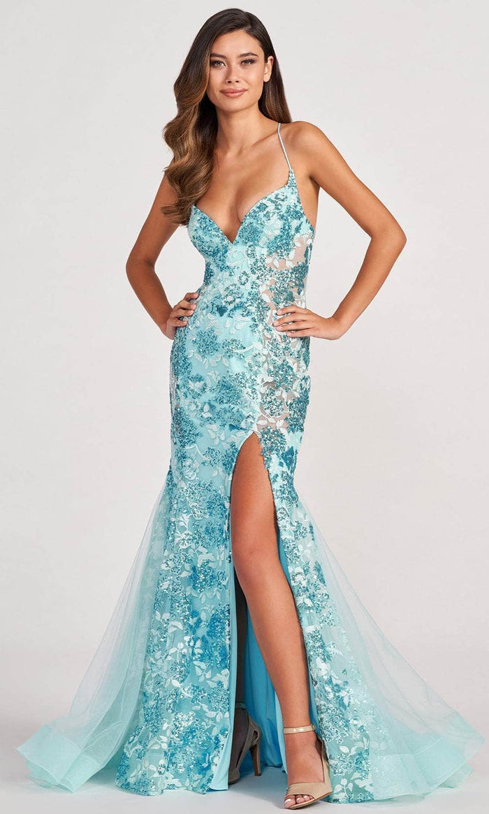 Colette By Daphne CL2013 - Sequin Mermaid Prom Dress Prom Dresses 00 / Turquoise