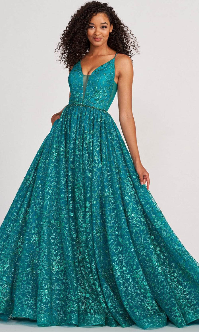 Colette By Daphne CL2016 - Sleeveless V-Neck Prom Gown Prom Dresses 00 / Emerald