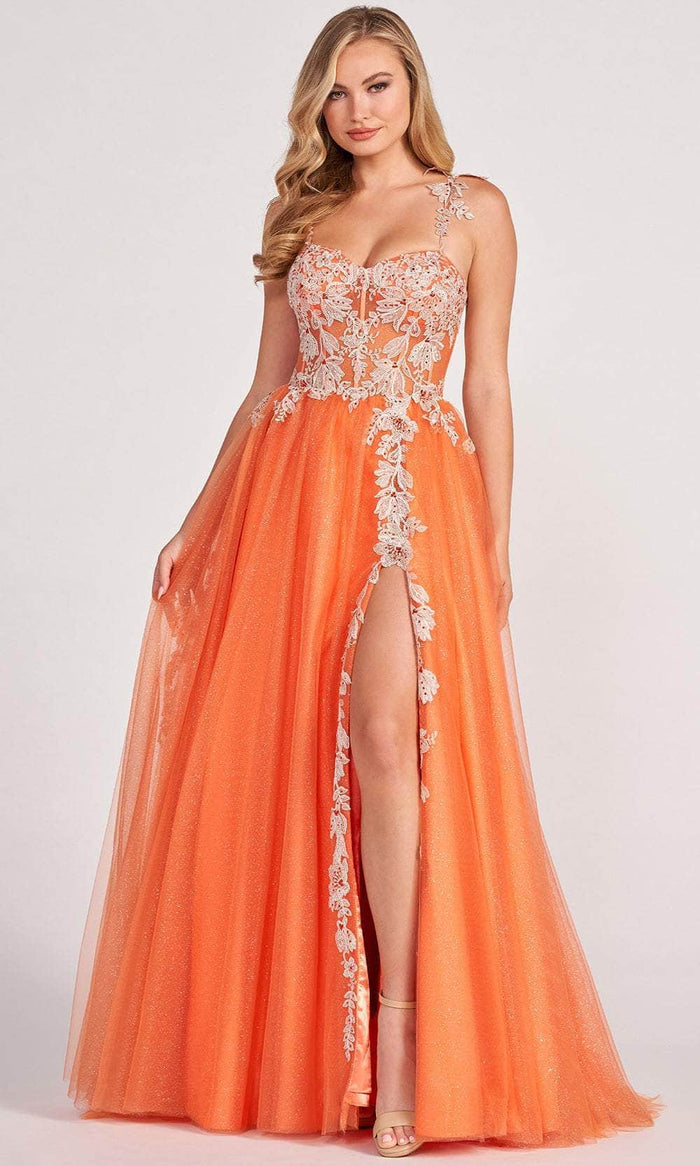 Colette By Daphne CL2020 - Embroidered Sleeveless Prom Gown Prom Dresses 00 / Orange