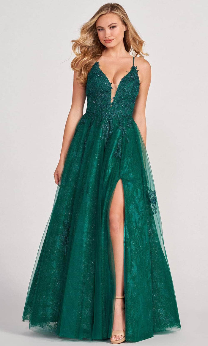 Colette By Daphne CL2025 - Embellished A-line Prom Gown Ball Gowns 00 / Emerald