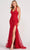 Colette By Daphne CL2027 - Halter V-Neck Open Back Evening Gown Evening Dresses 00 / Red