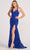 Colette By Daphne CL2027 - Halter V-Neck Open Back Evening Gown Evening Dresses 00 / Royal Blue