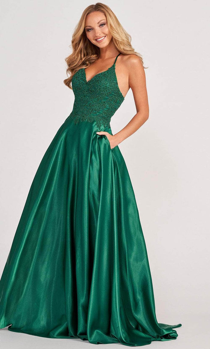 Colette By Daphne CL2033 - Embroidered Sleeveless Evening Dress Evening Dresses 00 / Hunter Green