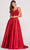 Colette By Daphne CL2033 - Embroidered Sleeveless Evening Dress Evening Dresses 00 / Scarlet