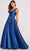 Colette By Daphne CL2034 - Laced V-Neck Evening Dress 00 / Navy