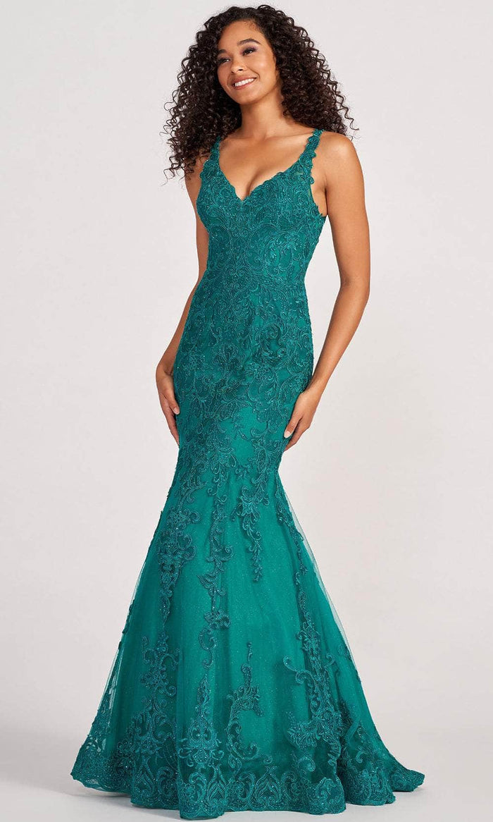 Colette By Daphne CL2036 - Lace Mermaid Prom dress Prom Dresses 00 / Emerald