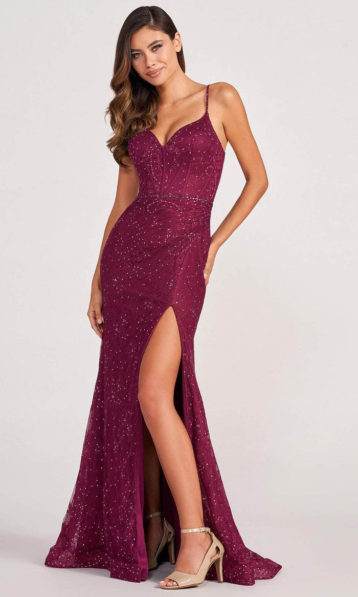 Colette By Daphne CL2037 - Glittering Sleeveless Prom Gown Prom Dresses 00 / Burgundy