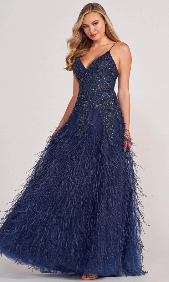 Colette By Daphne CL2044 - Sleeveless Feathered Evening Dress