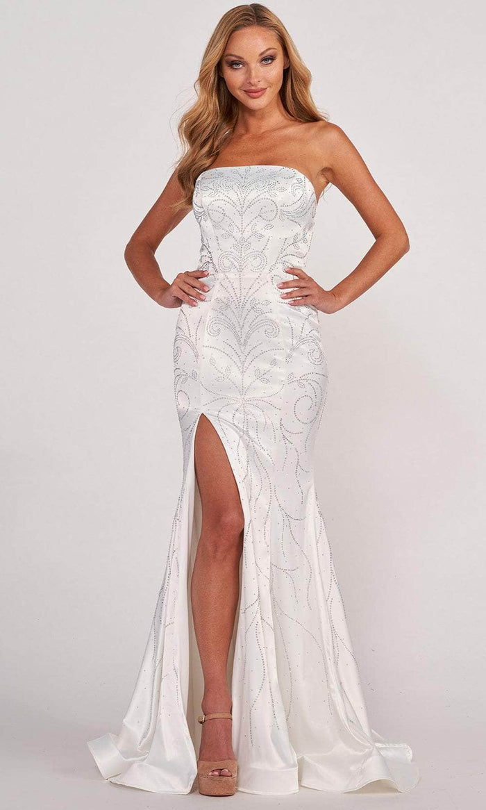 Colette By Daphne CL2045 - Glittering Strapless Prom Gown Evening Dresses 00 / White