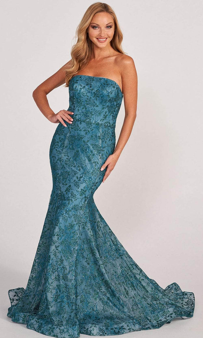 Colette By Daphne CL2048 - Embellished Strapless Evening Gown Evening Dresses 00 / Emerald