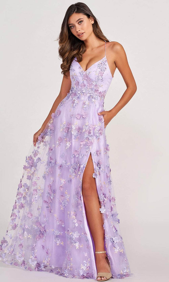 Colette By Daphne CL2056 - Floral A line Prom Dress Prom Dresses 00 / Lav/Multi