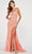 Colette By Daphne CL2065 - V-Neck Glittering Evening Gown Evening Dresses 00 / Coral