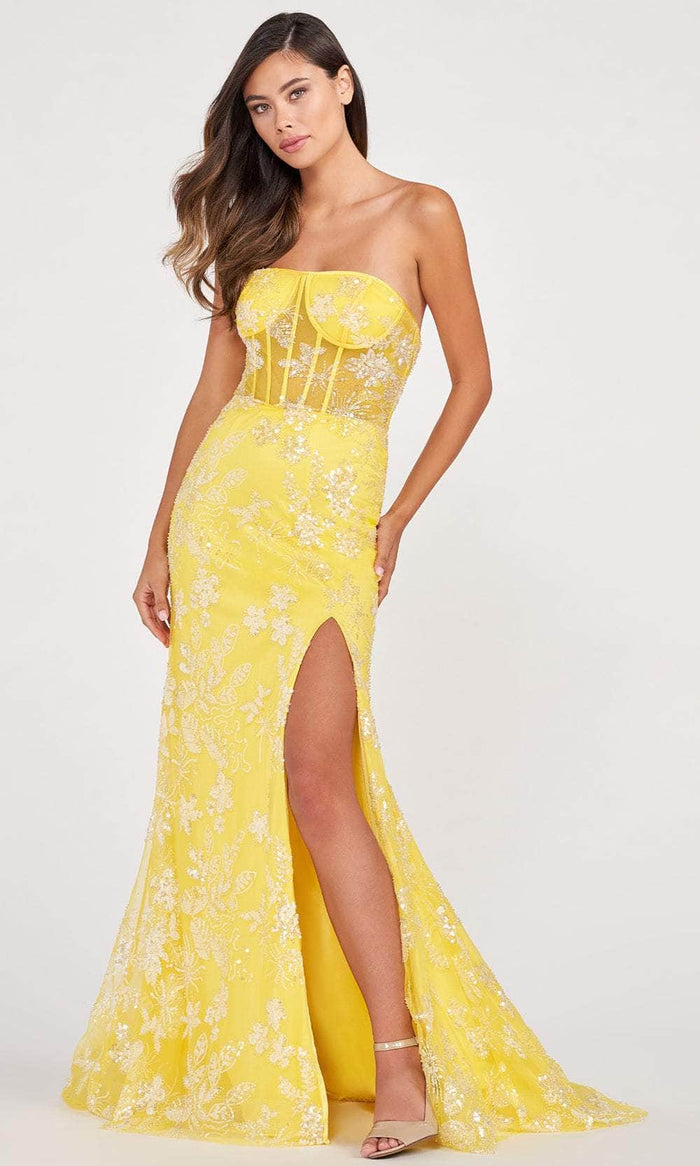 Colette By Daphne CL2068 - Strapless Corset Prom Gown Prom Dresses 00 / Yellow