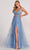 Colette By Daphne CL2074 - Appliqued V-Neck Evening Dress Prom Dresses 00 / Dusty Blue