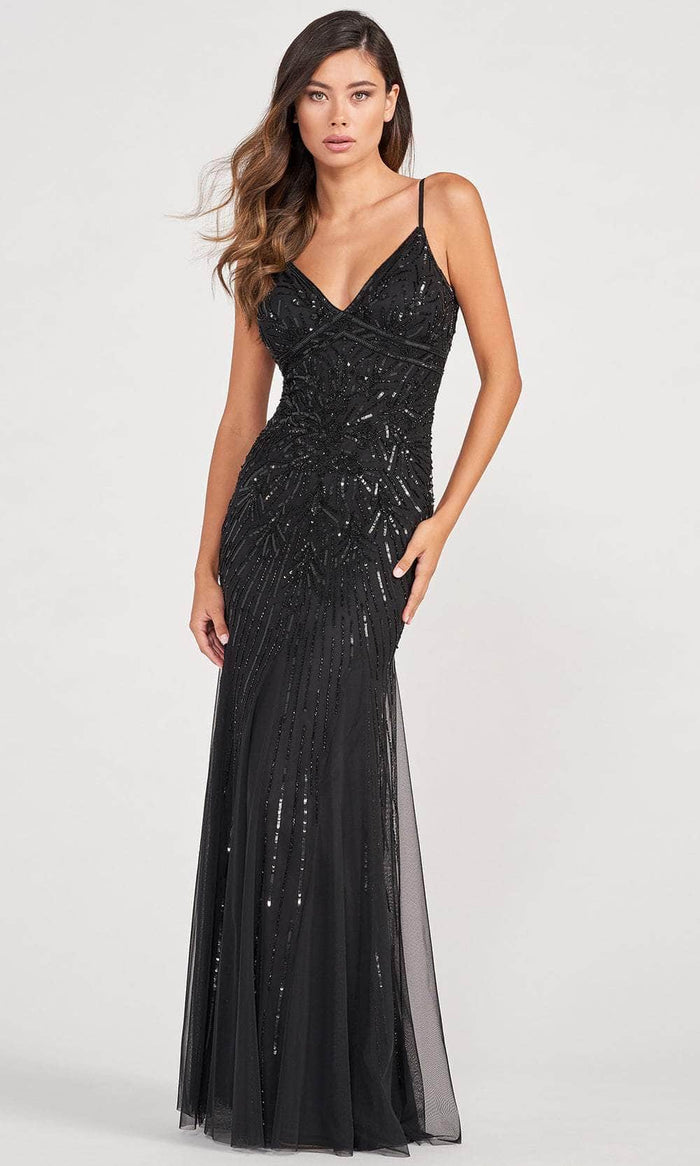 Colette By Daphne CL2087 - Bare Back Sequined Evening Gown Prom Dresses 00 / Black