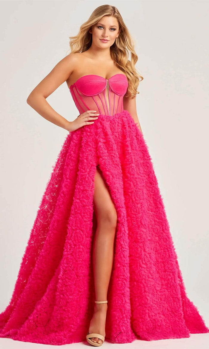 Colette By Daphne CL5114 - Rosette Ballgown Prom Dresses 00 / Pink