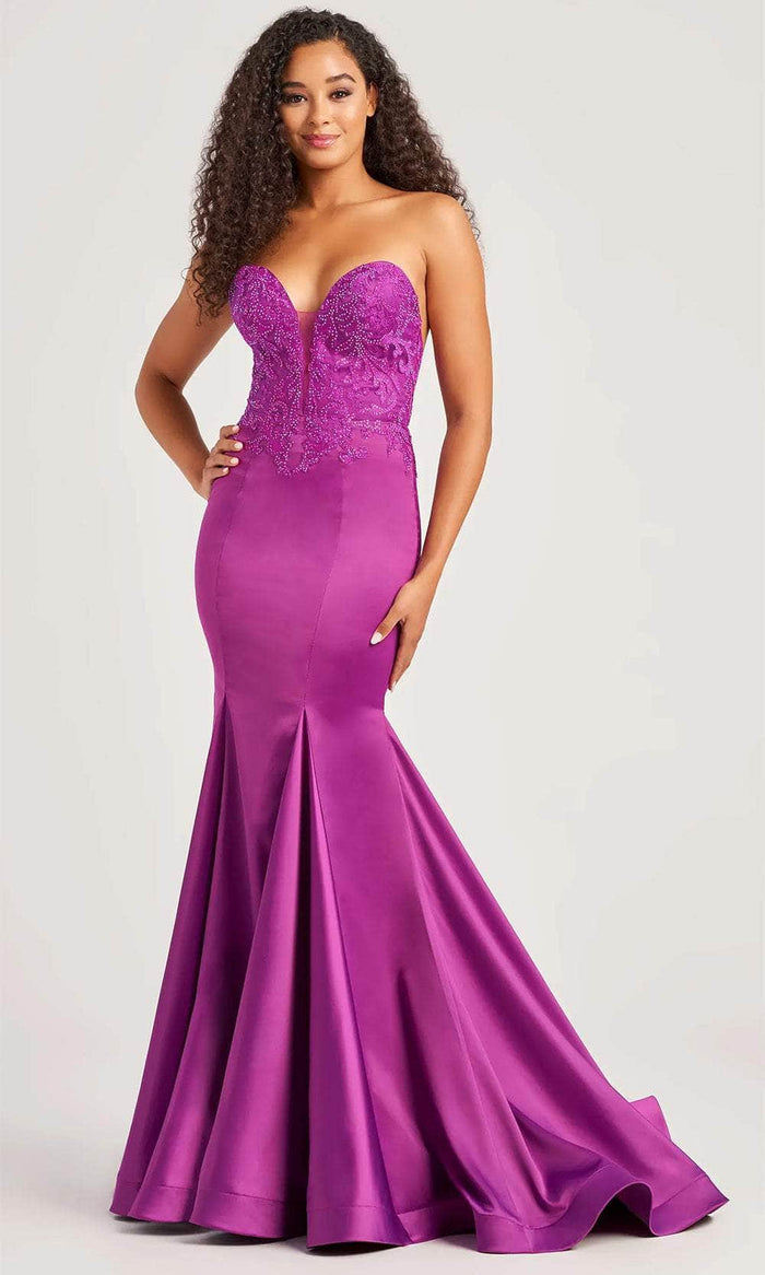 Colette By Daphne CL5116 - Glitter Applique Prom Dress Prom Dresses 00 / Amethyst