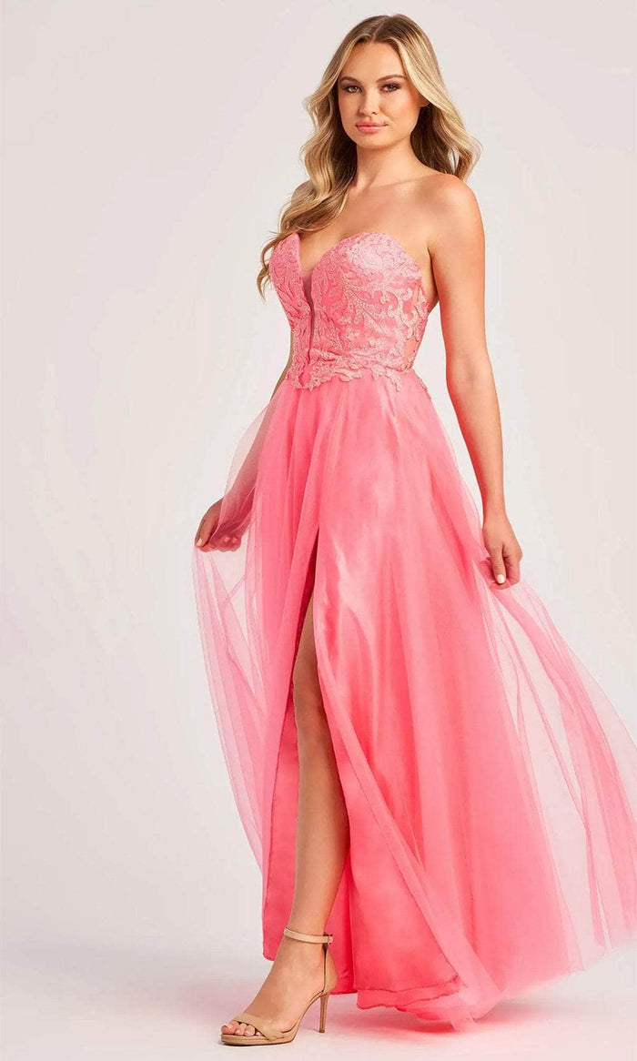 Colette By Daphne CL5132 - Strapless Tulle A-line Prom Dress Prom Dresses 00 / Pink Coral