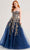 Colette By Daphne CL5136 - Lace Applique Corset Prom Dress Prom Dresses 00 / Navy Blue/Gold