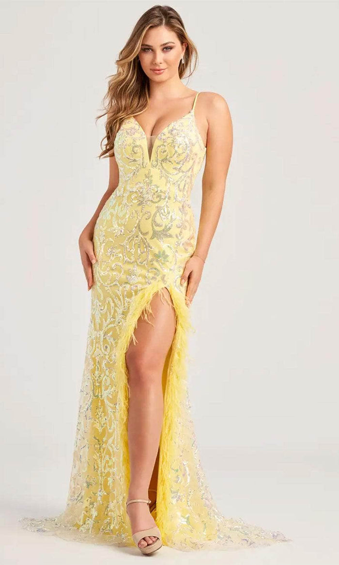 Colette By Daphne CL5155 - Sequin Tulle Prom Dress Prom Dresses 00 / Yellow