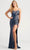 Colette By Daphne CL5196 - Embroidered Sequin Prom Dress Prom Dresses 00 / Navy Blue/Silver