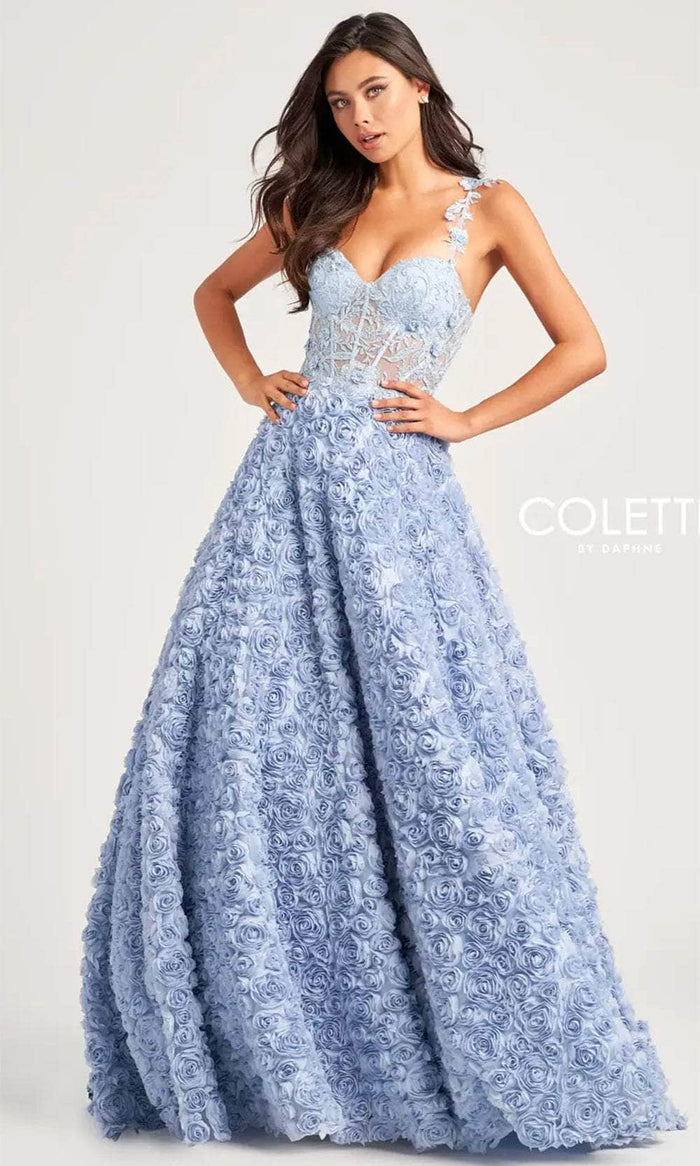 Colette By Daphne CL5250 - Sweetheart Floral Ballgown Ball Gowns 00 / Light Blue