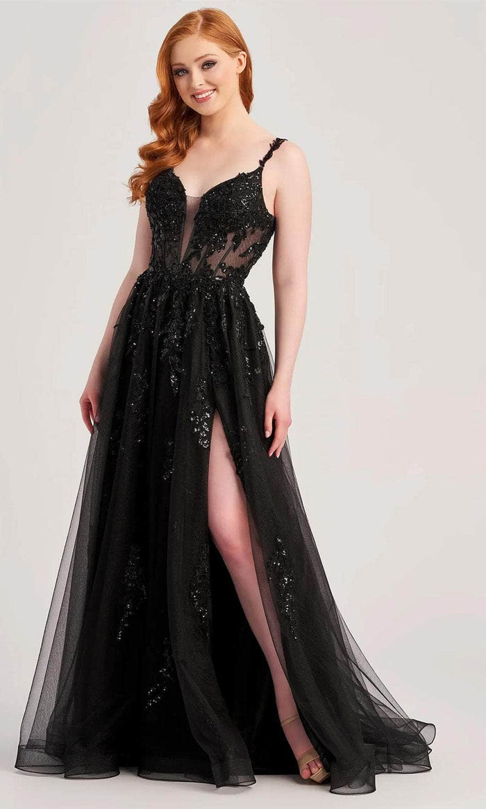 Colette By Daphne CL5287 - Sheer Bodice Prom Dress Prom Dresses 00 / Black