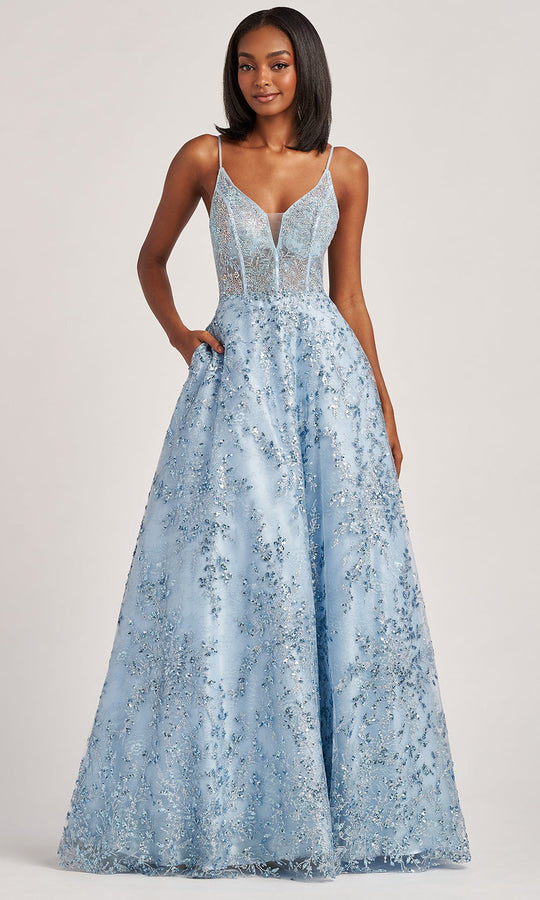Colette CL6019 - Glitter Embroidered A-Line Prom Gown