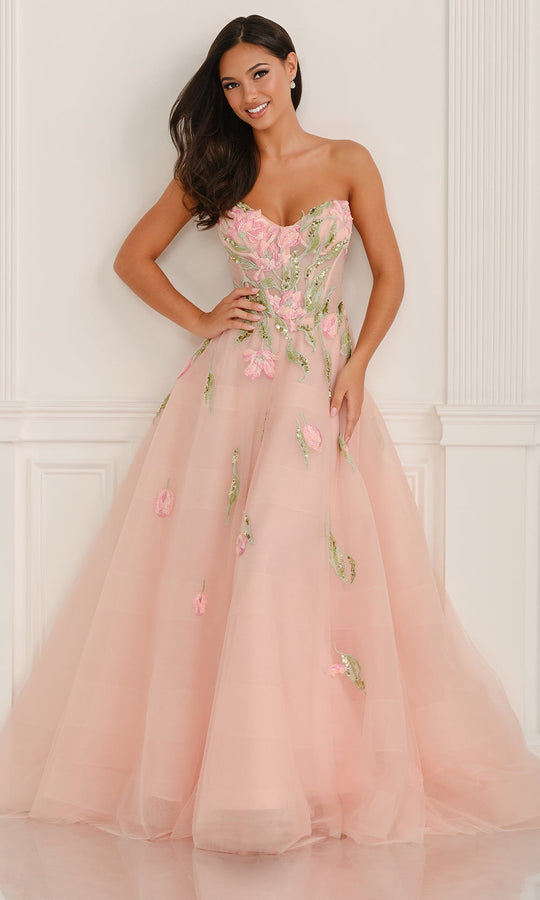 Colette CL6103 - Floral Beaded Strapless Prom Ballgown