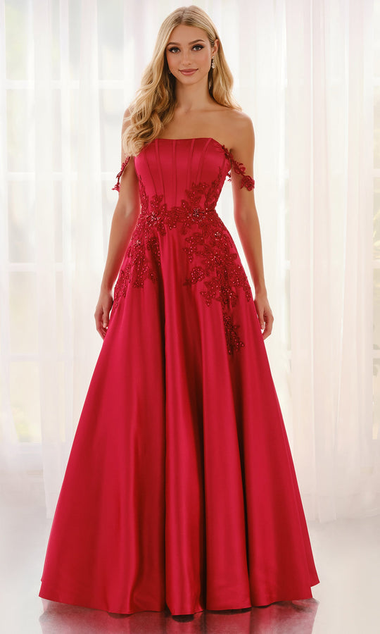 Colette CL6151 - Floral Applique Corset Satin Ballgown