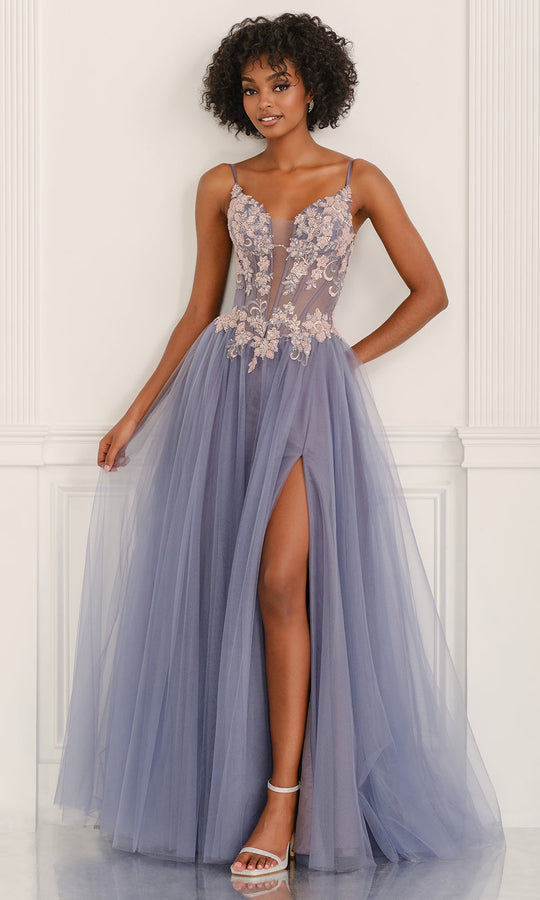 Colette CL6159 - Floral Beaded Illusion Corset Prom Gown
