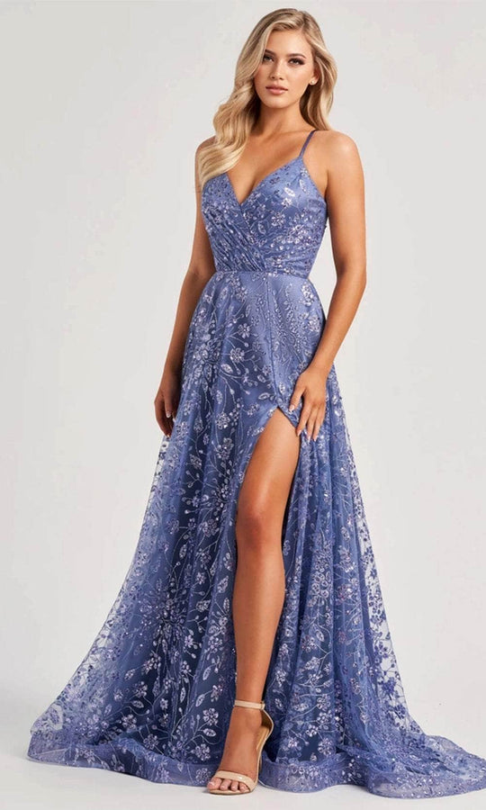 Colette By Daphne CL8230 - Lace Up Glitter Prom Dress