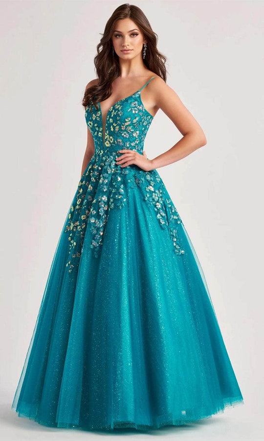 Colette By Daphne CL8420 - Floral Detail Prom Gown