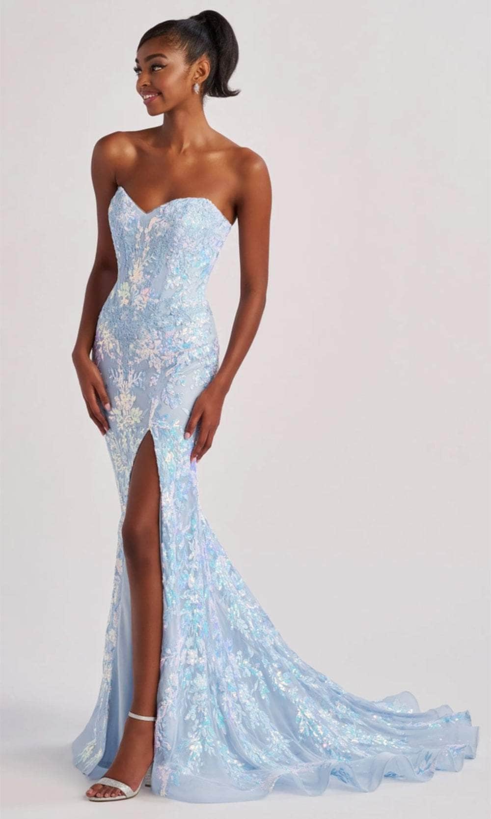 Colette By Daphne CL8440 - Long Embroidered Sequin Mesh, Lace Applique, Accent Stones, Stretch Lining, Horsehair Mermaid Dress - Strapless, Corset Colette By Daphne CL8440 - Long Embroidered Sequin Mesh, Lace Applique, Accent Stones, Stretch Lining, Horsehair Mermaid Dress - Strapless, Corset