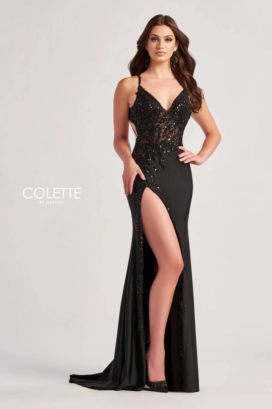 Colette By Daphne CL8535 - Lace Applique Bodice Prom Gown