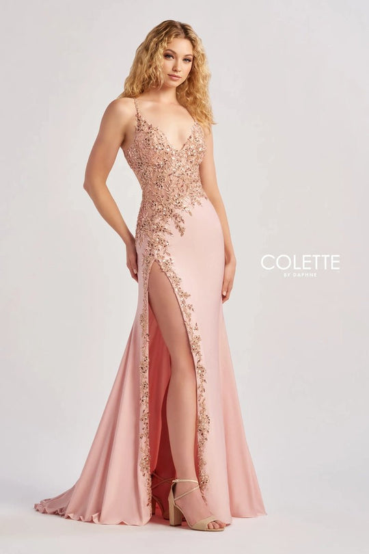 Colette By Daphne CL8535 - Lace Applique Bodice Prom Gown