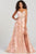 Colette By Daphne - Lace Up Metallic Evening Dress CL12006 Evening Dresses 0 / Rose Gold/Pink