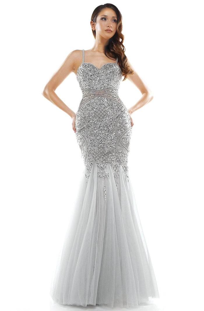 Colors Dress - 2230 Sleeveless Bead Embellished Prom Gown Prom Dresses 12 / Silver