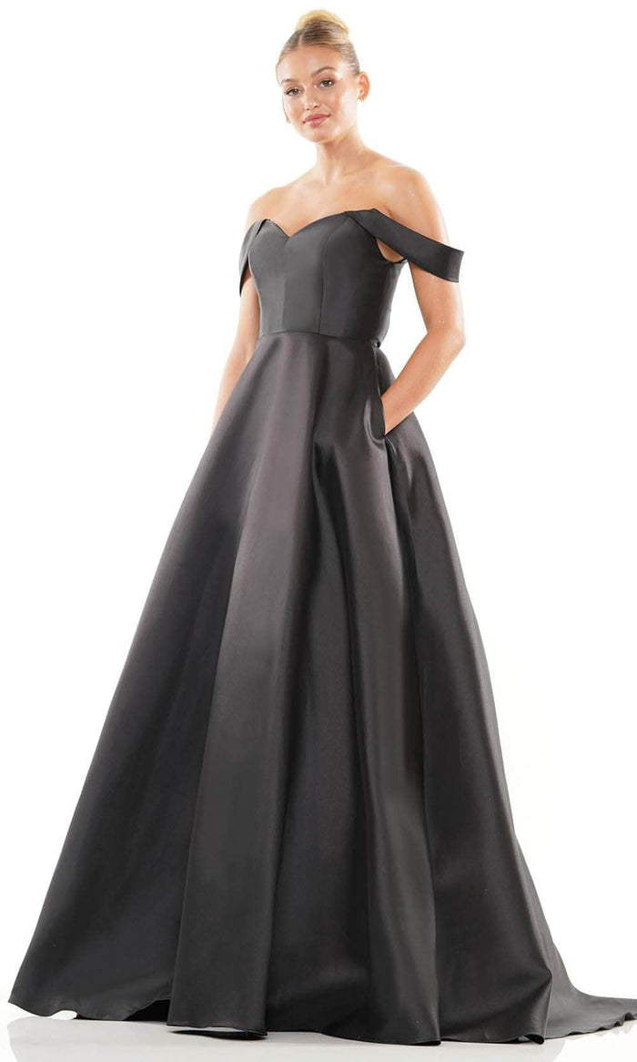 Colors Dress 3182 - Off Shoulder Mikado Prom Dress Special Occasion Dress 0 / Black