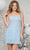 Colors Dress 3331 - Strapless Rosette Appliqued Cocktail Dress Special Occasion Dress 0 / Light Blue