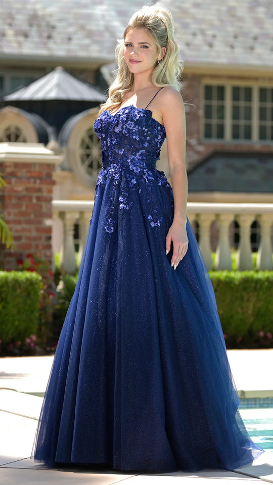 Colors Dress 3496 - Floral Appliqued Sweetheart Prom Dress