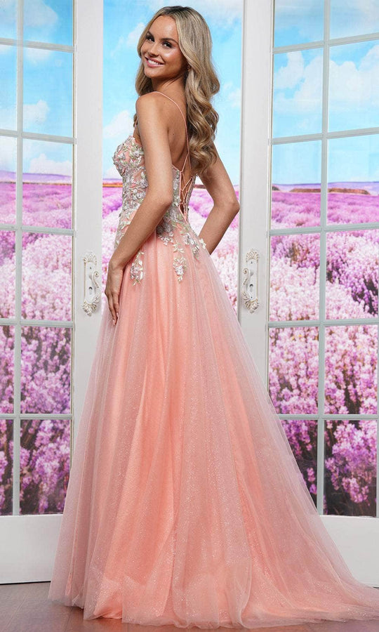 Colors Dress 3496 - Floral Appliqued Sweetheart Prom Dress
