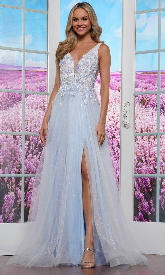 Colors Dress 3499 - Floral Applique Sleeveless Prom Dress