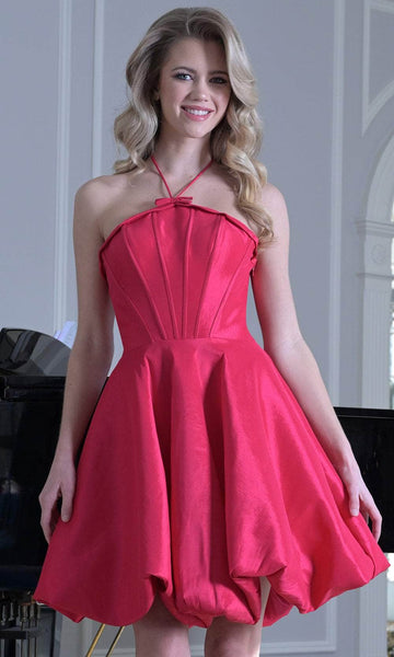Colors Dress 3636 - Short Taffeta A-line Dress - Corset Boning Bodice, Bubble Hem, Sleeveless, Bow Accent, Open Back Couture Candy Colors Dress 3636 - Short Taffeta A-line Dress - Corset Boning Bodice, Bubble Hem, Sleeveless, Bow Accent, Open Back Couture Candy