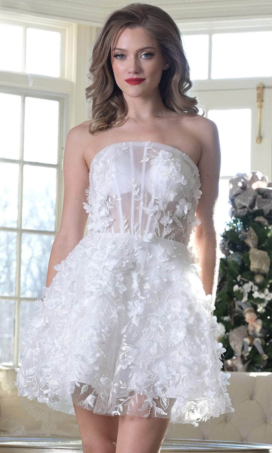 Colors Dress 3659 - 3D Floral Applique A-Line Cocktail Dress