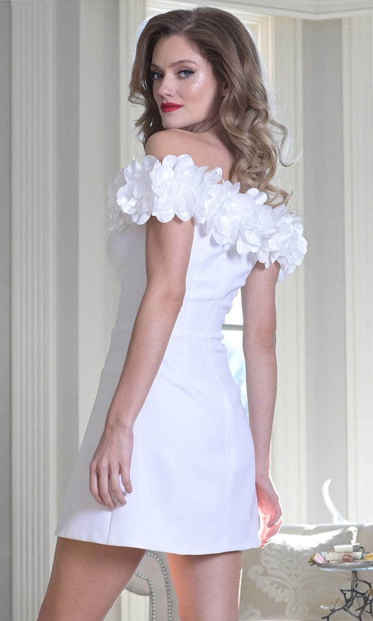 Colors Dress 3679 - Off-Shoulder Dress with Floral Detail