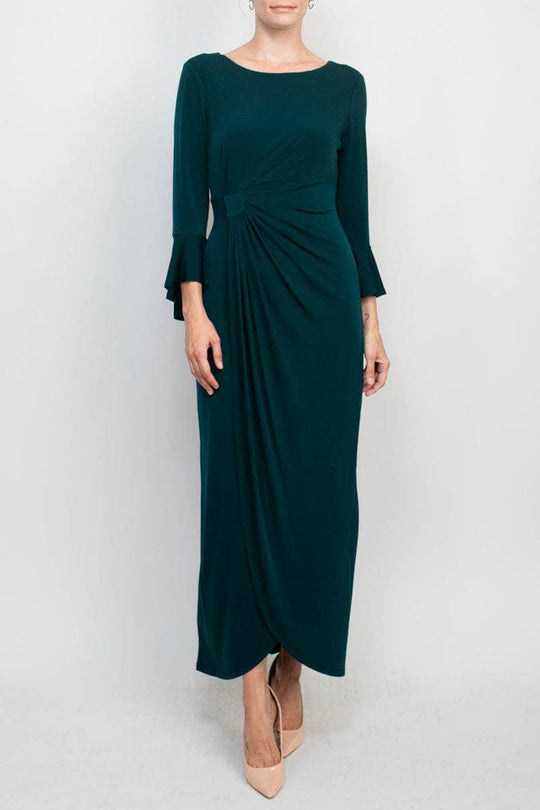 Connected Apparel T1312137M1 - Long Bell Sleeve Wrap Evening Dress Special Occasion Dress