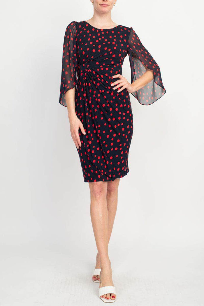 Connected Apparel TFW01832M1 - Split Sleeve Polka Dot Cocktail Dress Special Occasion Dress