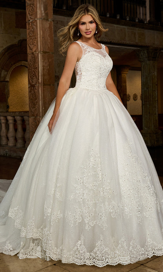 Rachel Allan 6364 - Embroidered Illusion Scoop Bridal Ballgown